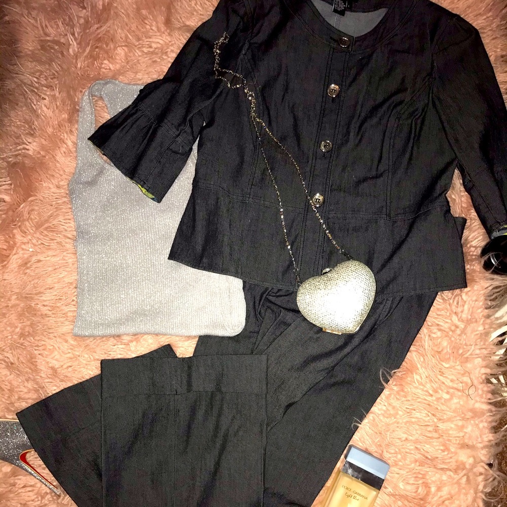 Denim pant suit